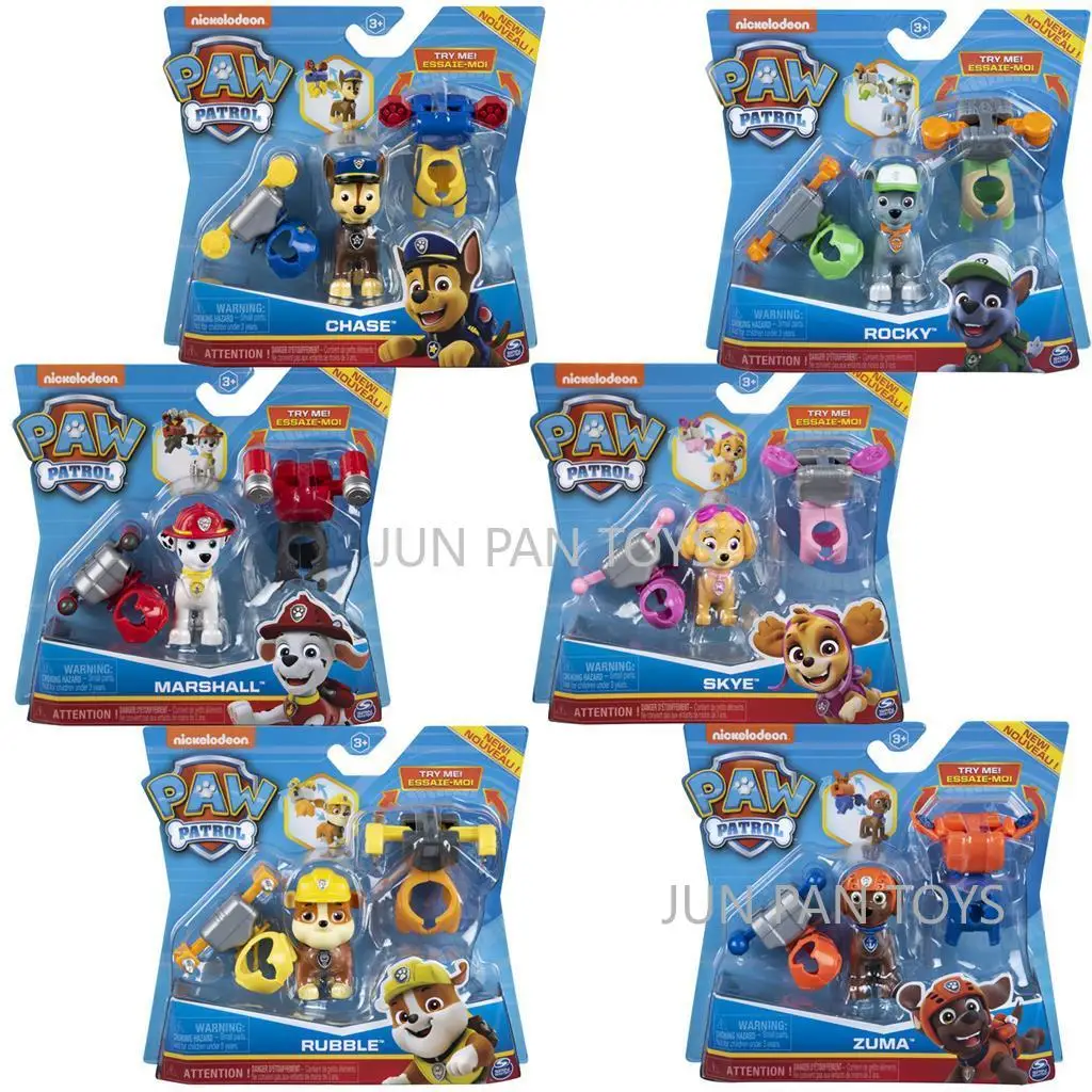 

Original Paw Patrol Action Figure Pack Dressup Pups Toy New Nouveau Rubble Skye Everest Zuma Marshall Rocky Collectible Kids Toy