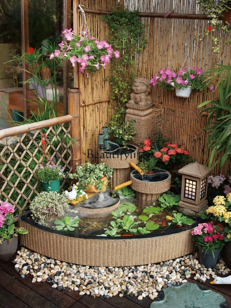 Outdoor Landscape Balcony Garden Layout Courtyard Water Fish Tank Rockery Landscape Terrace Decoration 
Outdoor Landscape Balcony Garden Layout Courtyard Water Fish Tank Rockery Landscape Terrace Decoration