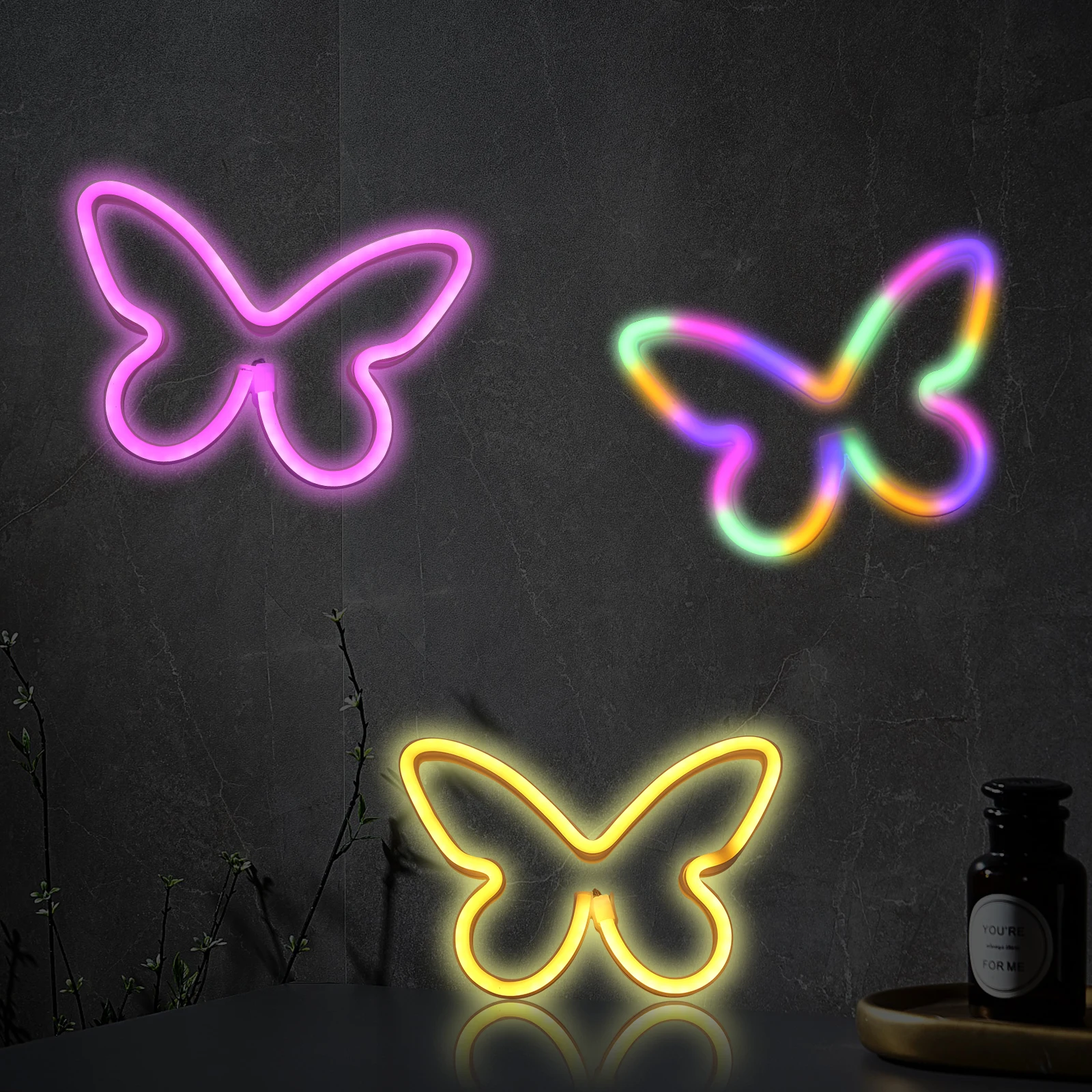 3pcs LED Butterfly Neon Sign Light Hanging Butterfly Night Lamp Wall Decor Battery/USB Operated Bedside Lamp Bedroom Party Decor
3pcs LED Butterfly Neon Sign Light Hanging Butterfly Night Lamp Wall Decor Battery/USB Operated Bedside Lamp Bedroom Party Decor