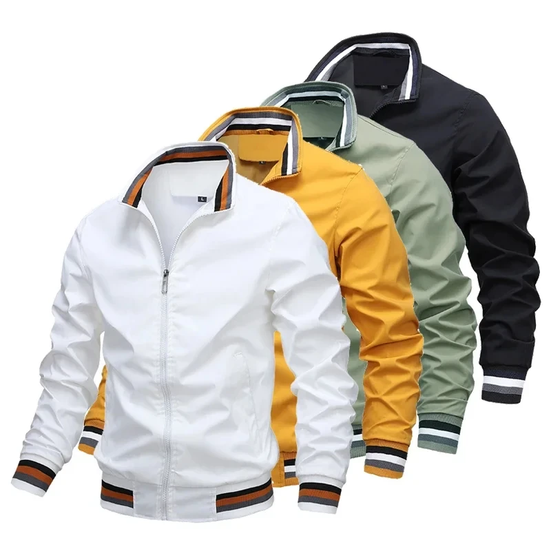 

Men's Waterproof Windbreaker Jacket, Casual Bomber Jacket, Sports Jacket, Outdoor Clothing, White, Spring, Summer, Fashion