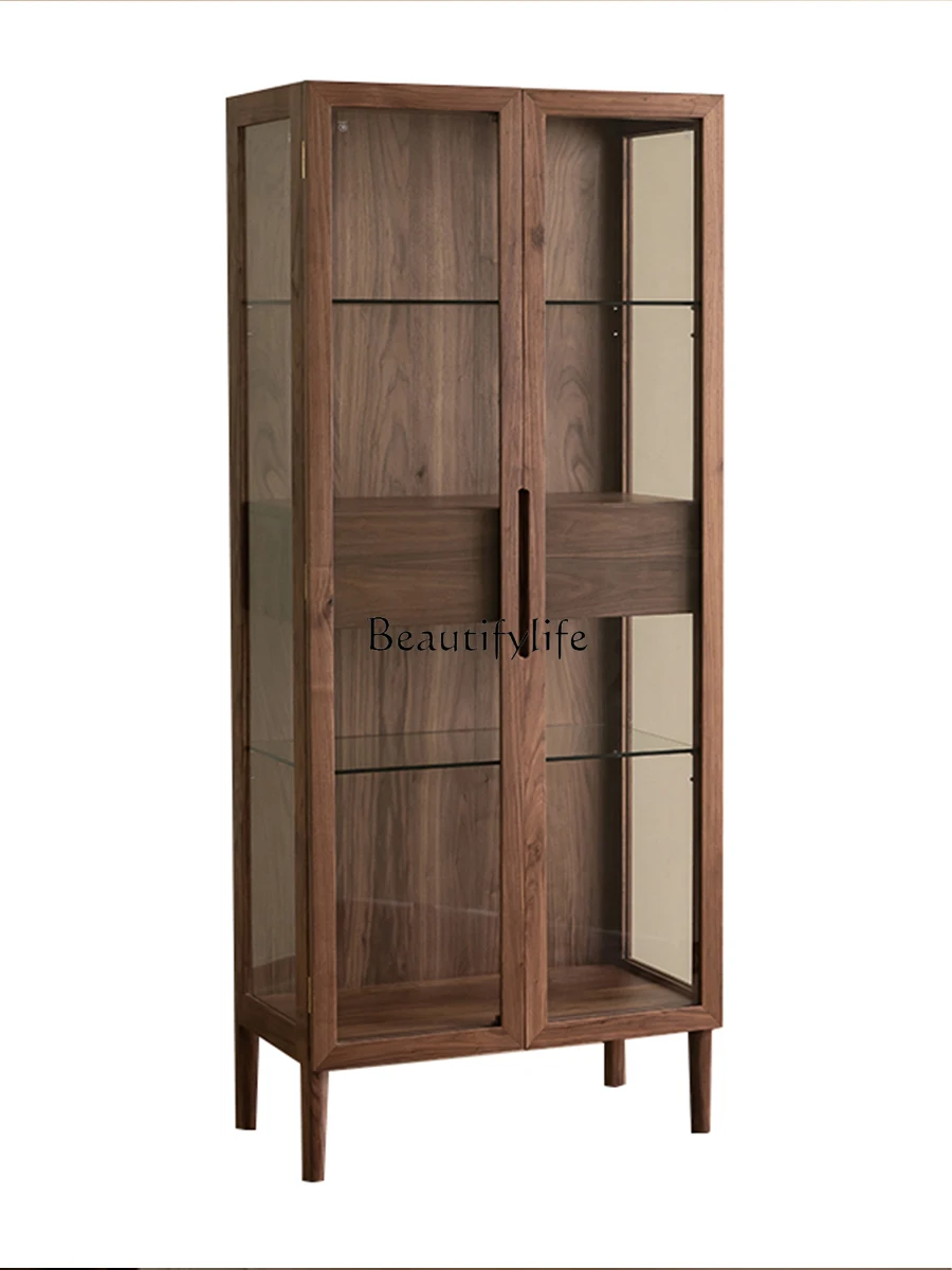 Modern Minimalist Black Walnut Solid Wood Double-Door Bookcase Living Room Display Glass Locker
Modern Minimalist Black Walnut Solid Wood Double-Door Bookcase Living Room Display Glass Locker
