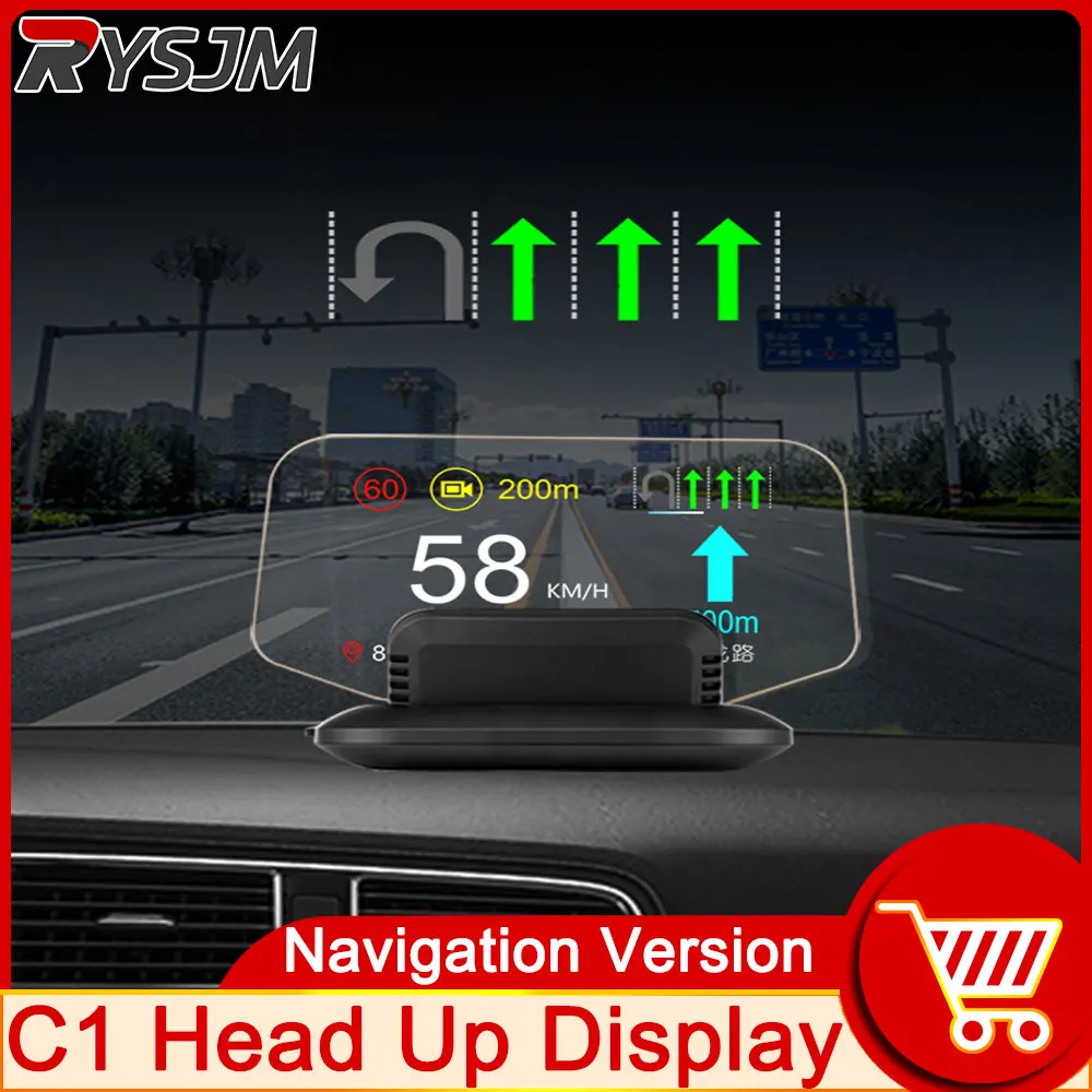 

C1 Car Navigation Projection HUD Head Up Display Speedometer Multiple Interfaces Car Accessories on Screen Overspeed Alarm