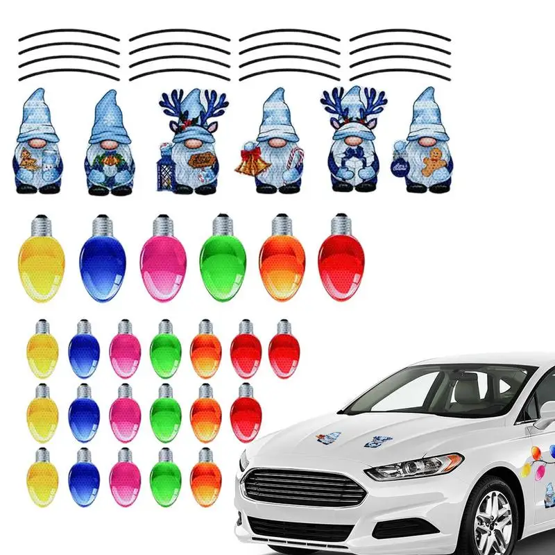 

Рождественские магниты для автомобиля, магнитные наклейки в виде гнома, яркие лампочки, рождественские украшения, магнитные огни, светоотражающие провода