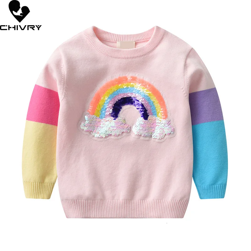 Baby Girls Autumn Winter Pullover Sweater New 2023 Kids Cartoon Rainbow Sequins Round Neck Knitted Jumper Sweaters Clothing
Baby Girls Autumn Winter Pullover Sweater New 2023 Kids Cartoon Rainbow Sequins Round Neck Knitted Jumper Sweaters Clothing