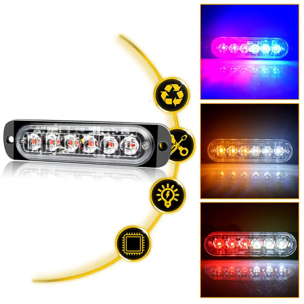 

Truck LED Strobe Police Warning Light High Light 6SMD Grille Flashing Side Light Bar Car Trailer Beacon Lamp Amber Traffic Light