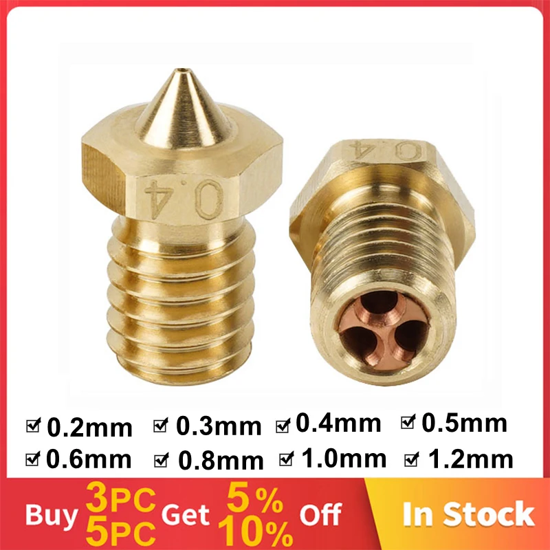 

New Clone CHT Nozzle 0.4mm 0.6mm 0.8mm E3D V6 Brass Copper Nozzles High Flow Extruder Print Head For 1.75mm 3D Printer Parts