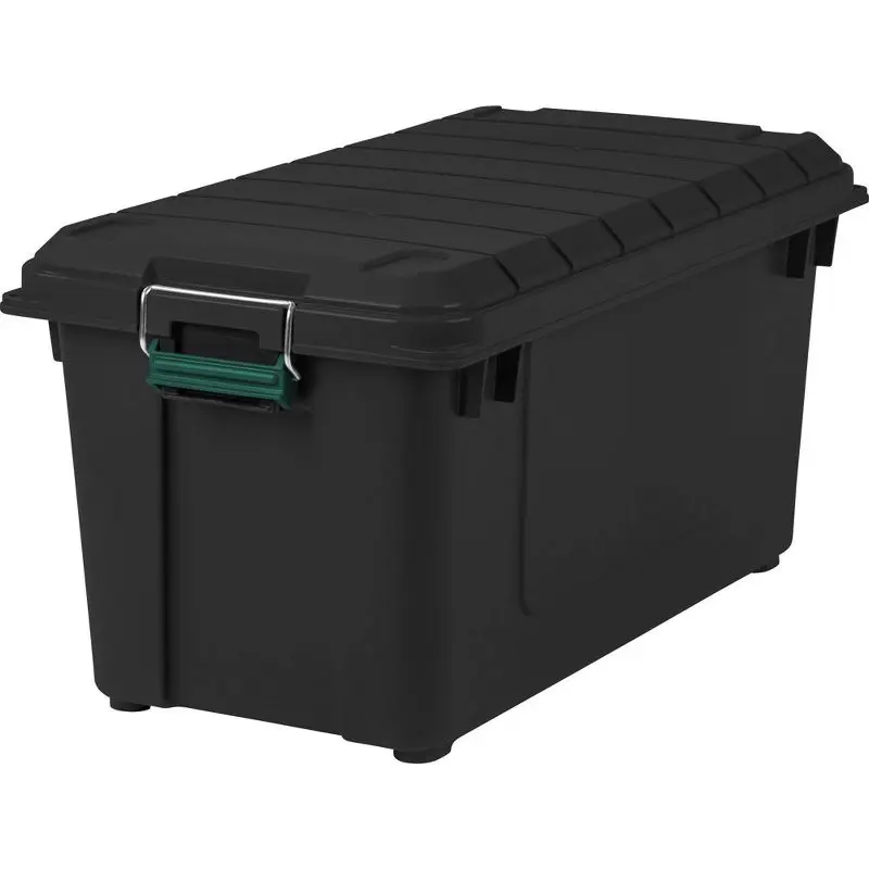 

Heavy Duty Black Plastic Storage Tote Bin with Lid, 82qt Capacity - Store and Protect Your Items with this Durable Tote