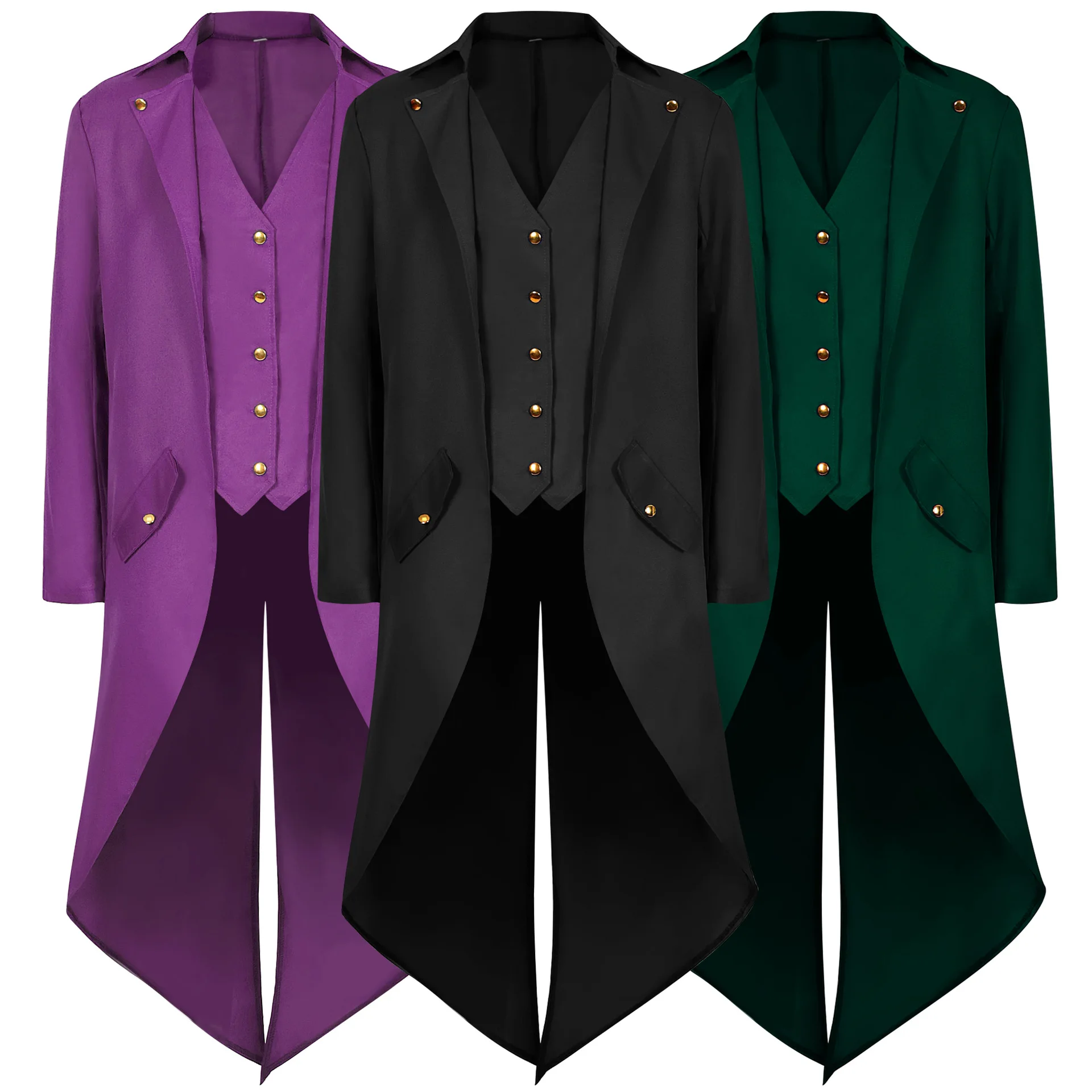 Halloween Adult Medieval Costume Tailcoat Vintage Fashion Western Suit Man Holiday Party Button Stage Performance Clothes
Halloween Adult Medieval Costume Tailcoat Vintage Fashion Western Suit Man Holiday Party Button Stage Performance Clothes