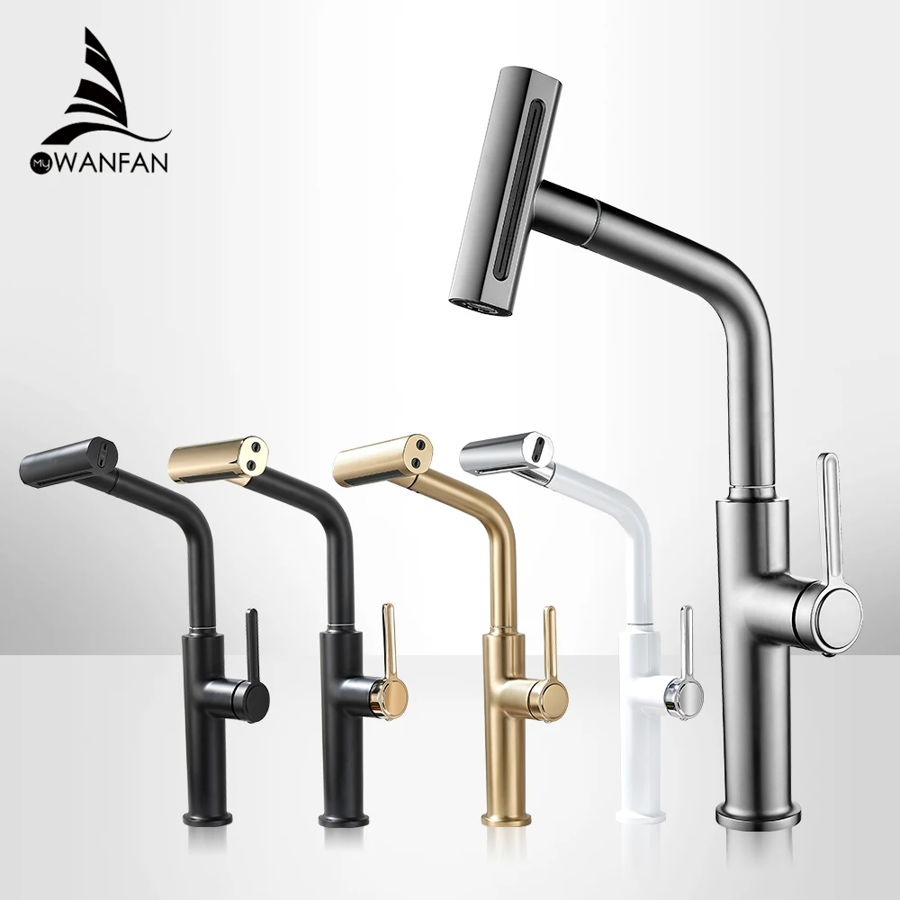 

Black Kitchen Faucets Black Pull Out Rotation Waterfall Stream Sprayer Head Sink Mixer Black or Gold Water Tap Accessory 866118