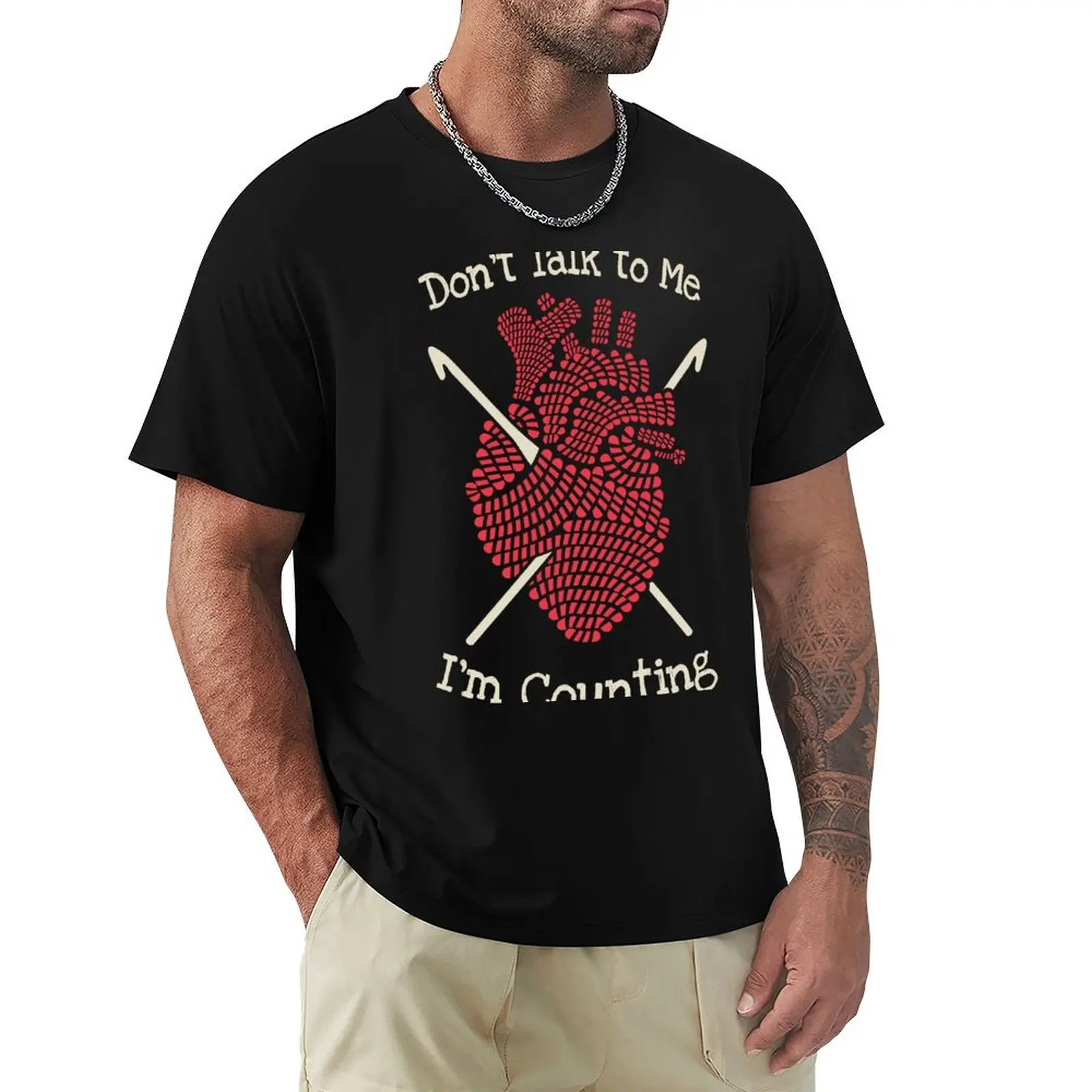 

Don't Talk To Me I'm Counting Funny Crochet Anatomical Heart T-Shirt vintage clothes summer top black t shirts for men
