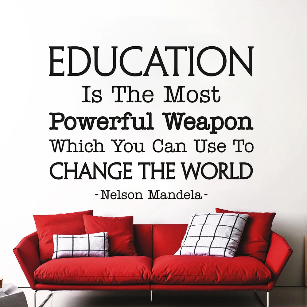 

Education Is The Most Powerful Weapon Quotes Wall Decals Removable Vinyl Stickers Classroom Bedroom Decor Wallpaper DW14185
