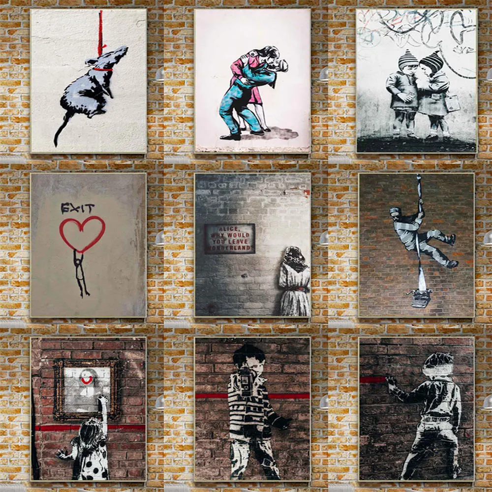 29style Banksy graffiti art Canvas painting street wall painting love little boy poster living room corridor home decoration
29style Banksy graffiti art Canvas painting street wall painting love little boy poster living room corridor home decoration