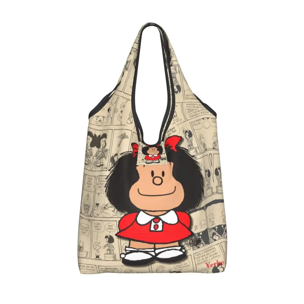 Custom Vintage Mafalda Manga Grocery Shopping Bag 2 Sa732727006f247ecaff89bede87c361cJ