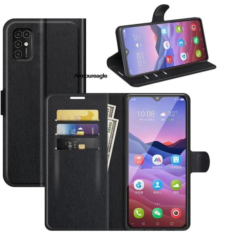

Чехол-Кошелек для смартфона ZTE Blade V2020, черный, кожаный чехол-книжка с отделением для карт, V2020Smart V 8010