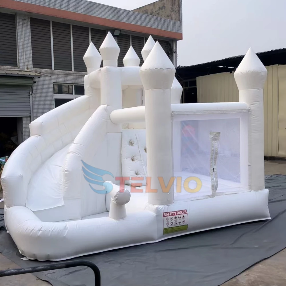 

Commercial Kids Inflatable Wedding Bouncy Castle Combo White Bouncy Castle Inflatable Air Jumping White Bounce House With Slide