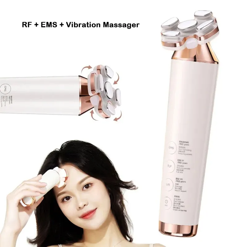 

NEW Rf Face Lifting Machine Led Anti-wrinkle Beauty Instrument EMS Facial High Frequency Vibration Massager Device Home Use SPA