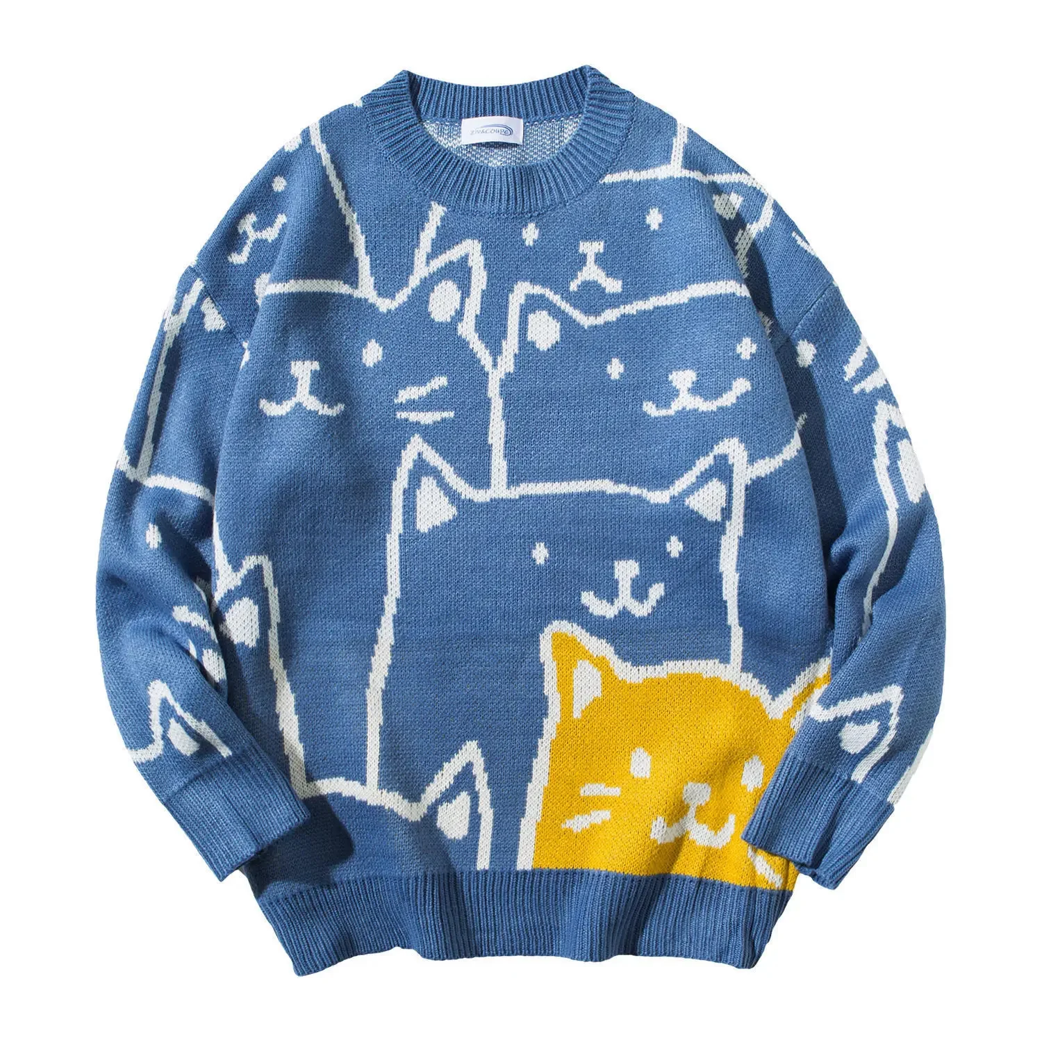 

Sweaters Loose Pullovers Mens Autumn Casual Polar Bear Pattern Trendy Cotton Long Sleeve Round Collar Male Warm Women