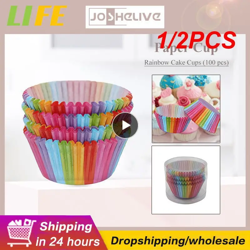 

1/2PCS Cupcake Paper Cups Rainbow Liner Cupcake Muffin Cases Paper Cake Baking Molds Wedding Party Decorating Cupcake Cases