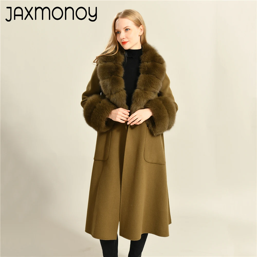 Jaxmonoy женские зимние пальто с воротником из натурального Лисьего меха осенние женские кашемировые шерстяные длинные тренчи пальто роскошное теплое Женское пальто
Jaxmonoy женские зимние пальто с воротником из натурального Лисьего меха осенние женские кашемировые шерстяные длинные тренчи пальто роскошное теплое Женское пальто