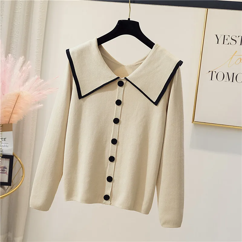 Fashion Knitted Pullover Women's Korean Spring and Autumn Soft Women's Sweater 2022 New Doll Neck Black Apricot Top Women
Fashion Knitted Pullover Women's Korean Spring and Autumn Soft Women's Sweater 2022 New Doll Neck Black Apricot Top Women
