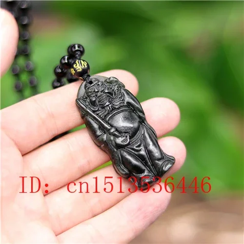 

Natural Black Green Jade Chinese Zhong'kui Pendant Necklace Hand Carving Charm Jewelry Carved Amulet Luck Gifts for Men Her