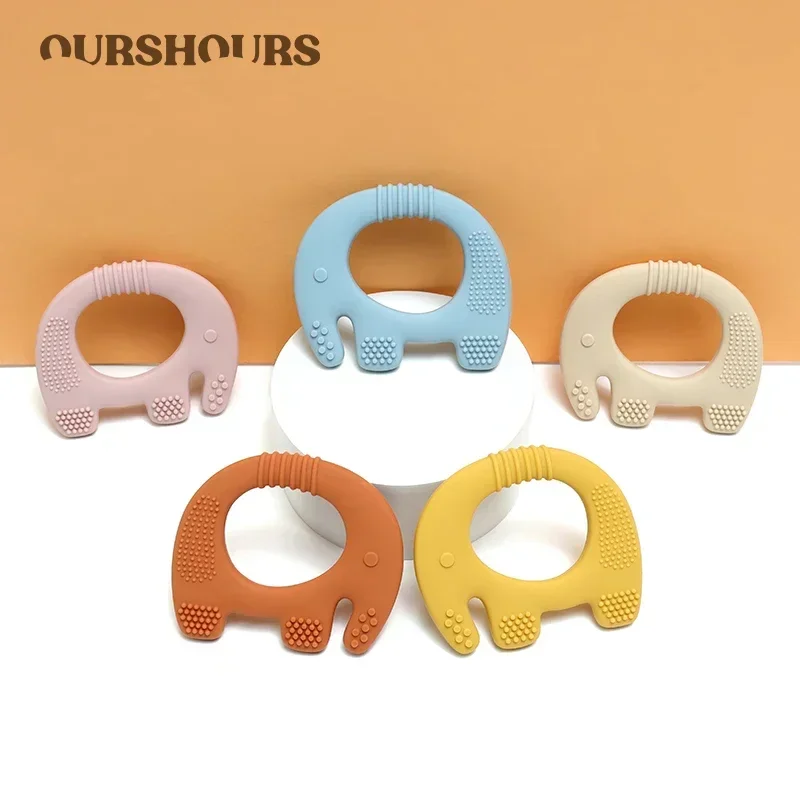 

Food Grade Silicone Teething Chewing Toys for Newborn Cute Elephant Infant Teether Ring Molar Nursing Toys Baby Stuff BPA Free
