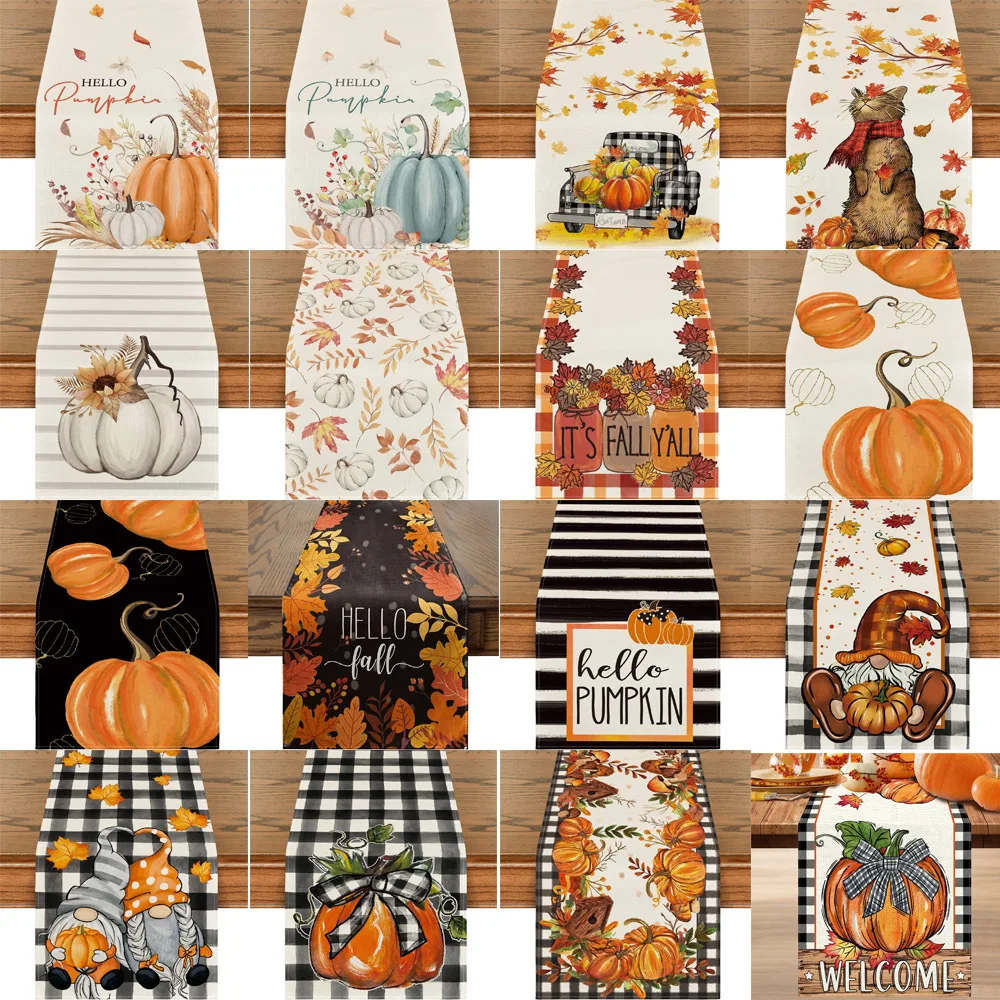 Autumn Thanksgiving Table Runner Linen Buffalo Plaid Pumpkins Mushrooms Dining Table Decoration Indoor Outdoor Tablecloth
Autumn Thanksgiving Table Runner Linen Buffalo Plaid Pumpkins Mushrooms Dining Table Decoration Indoor Outdoor Tablecloth