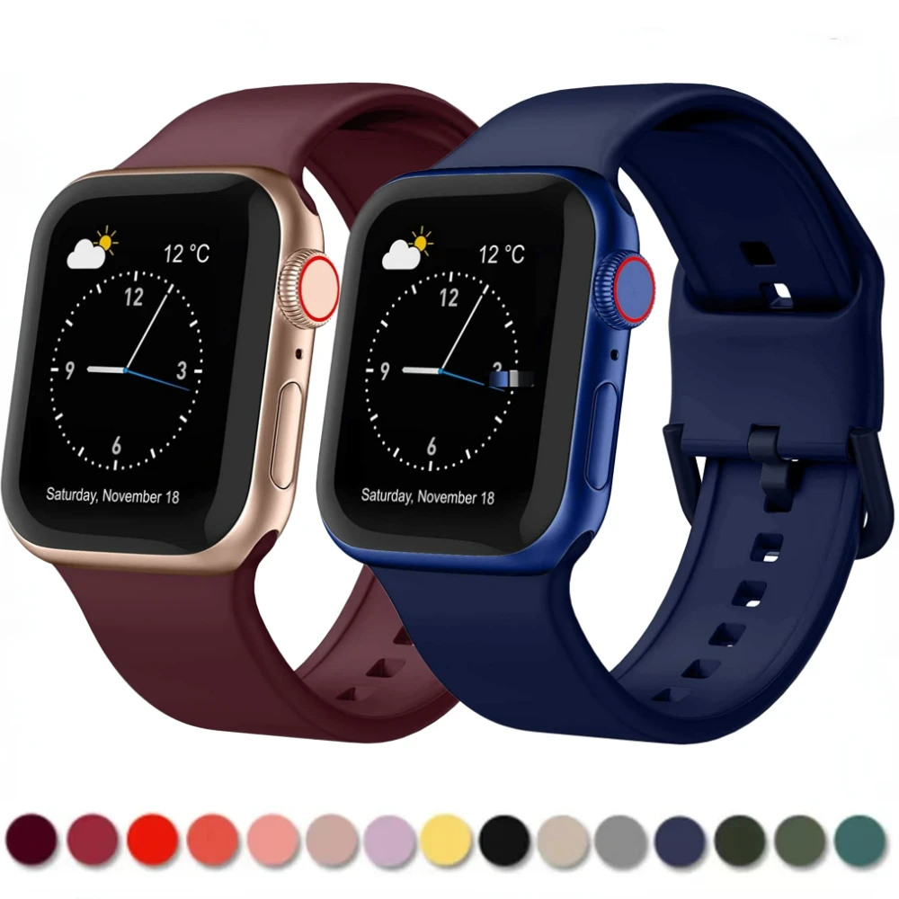 

Silicone Strap For Apple Watch Band 8 7 45mm 41mm Ultra 49mm Bracelet Watchband for iWatch Series 6 5 4 3 SE 44mm 40mm 42mm 38mm