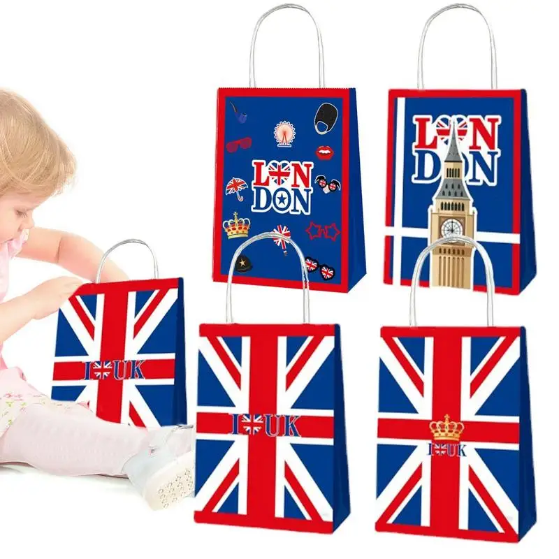 

Union Jack Flag Of The UK Shopping Tote Bags Recycling United Kingdom British Paper Grocery Shopper Bag Hand Bag Party Favor