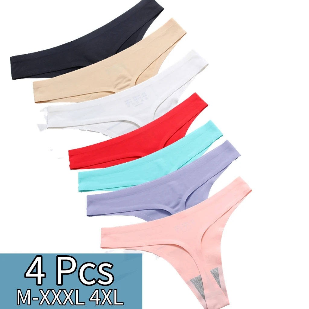 4PCS 3XL 4XL Plus Size Women Thong Underwear Solid Sexy Low Waist Black Sexy G String Panties Seamless Breathable Sexy Lingerie
4PCS 3XL 4XL Plus Size Women Thong Underwear Solid Sexy Low Waist Black Sexy G String Panties Seamless Breathable Sexy Lingerie