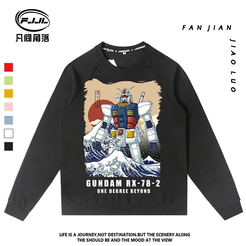 

Худи Ukiyo-e Gundam с круглым вырезом, Мужская Осенняя трендовая одежда для молодежи Mobile Warrior Gundam вокруг пальто