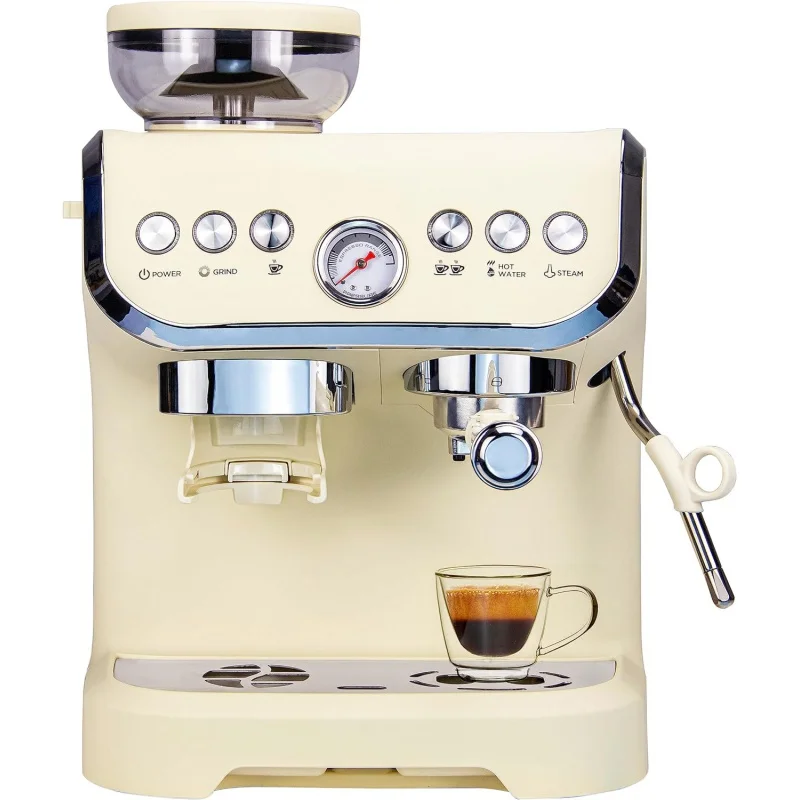 

Espresso Machine 20 Bar, Coffee Maker With Milk Frother Steam Wand, Built-In Bean Grinder, Combo Cappuccino Machine with 70oz Re