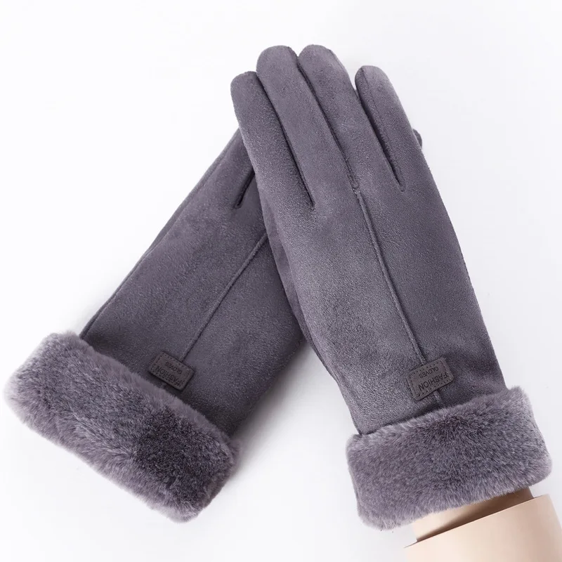 

New Fashion Women Gloves Autumn Winter Cute Furry Warm Mitts Full Finger Mittens Women Outdoor Sport Female Gloves Screen