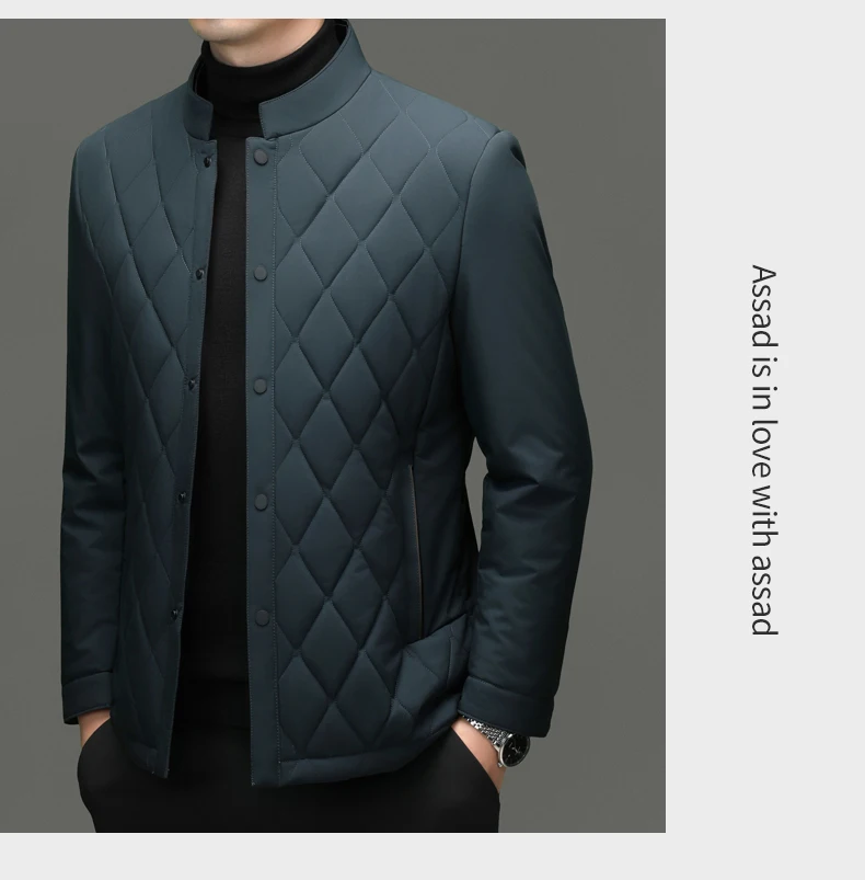 سترة رجالية فاخرة من حرير التوت بياقة عالية، تصميم جديد أنيق لفصلي الخريف والشتاء، معطف عملي غير رسمي مقاوم للرياح سترة رجالية فاخرة من حرير التوت بياقة عالية، تصميم جديد أنيق لفصلي الخريف والشتاء، معطف عملي غير رسمي مقاوم للرياح