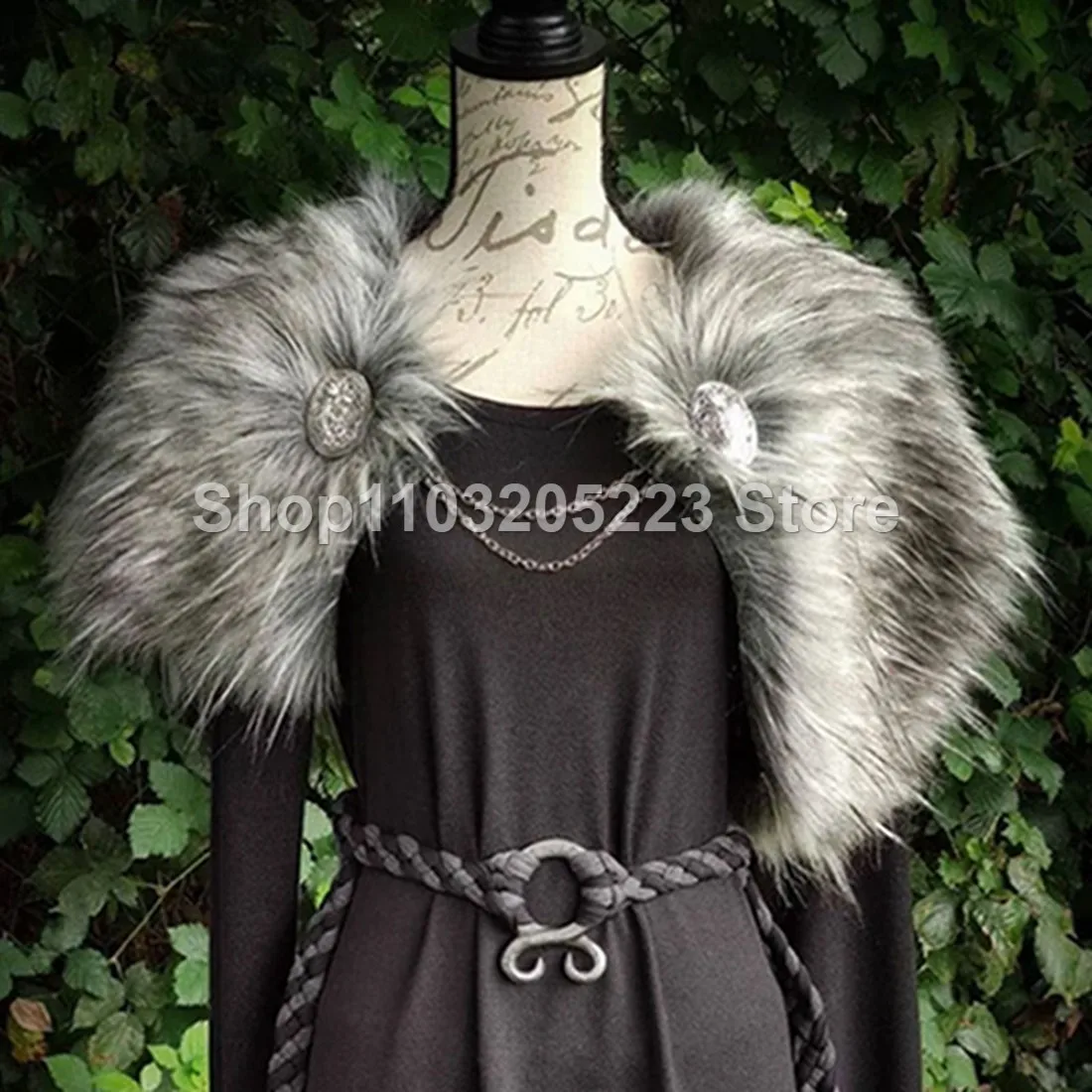 

Женская, искусственная меховая накидка в стиле викингов, женская брошь на Хэллоуин, костюм для косплея, зимнего кинотеатра