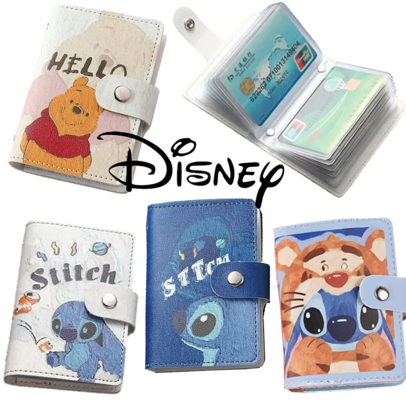 

Disney Stitch Card Bags Cartoon Lilo & Stitch Winnie The Pooh Leather Driver's License Document Clip Women Credit Card ID Holder