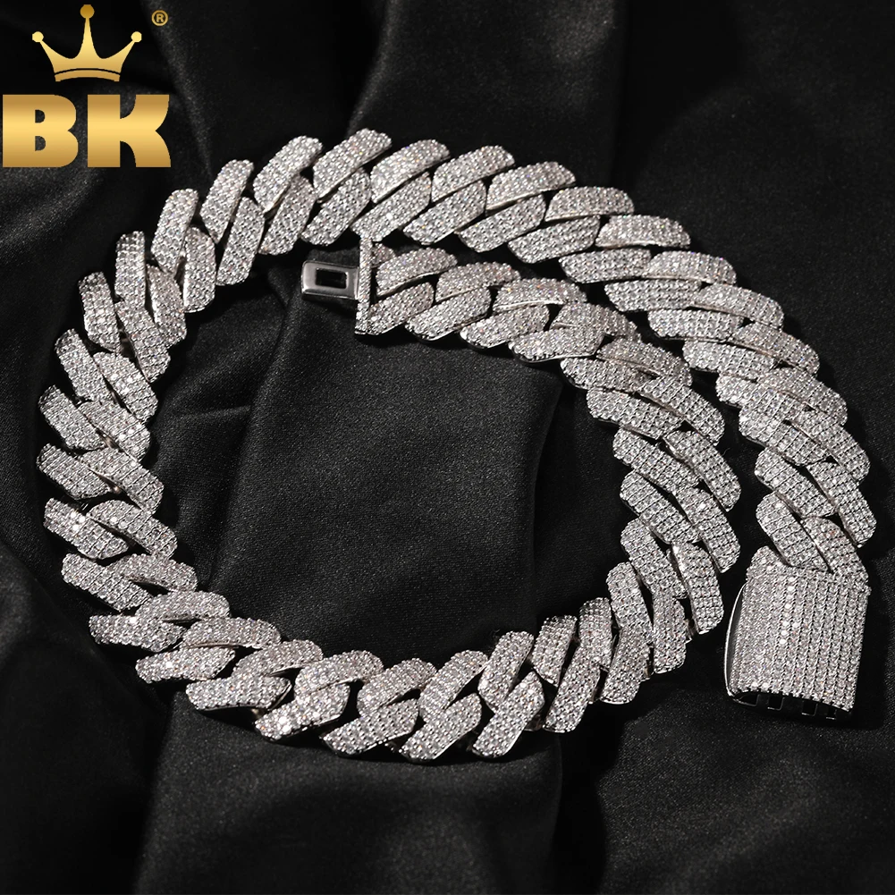

THE BLING KING 20mm Big Heavy Cuban Chain Micro Paved 3 Rows Cubic Zirconia Prong Link Choker Necklace Hiphop Punk Jewelry