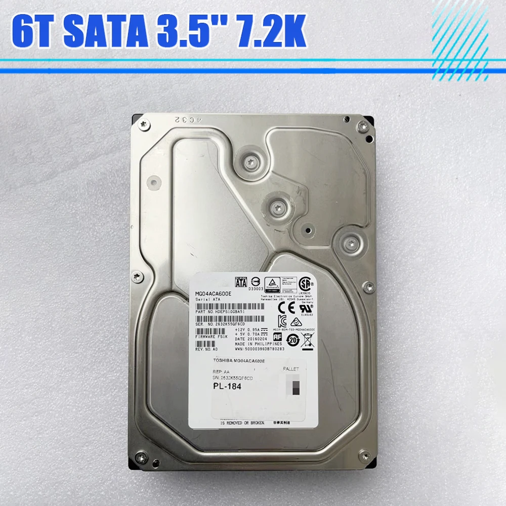 

6T SATA 3.5'' 7.2K MG04ACA600E 0KP22D Original HDD Server Hard Drive For DELL