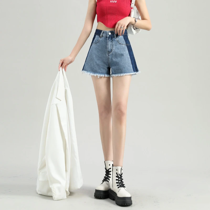 Summer New High Waist Retro Denim Shorts Women's Design Stitching Contrast Color Loose All-match Slim-fit Flash A- shaped Pants
Summer New High Waist Retro Denim Shorts Women's Design Stitching Contrast Color Loose All-match Slim-fit Flash A- shaped Pants