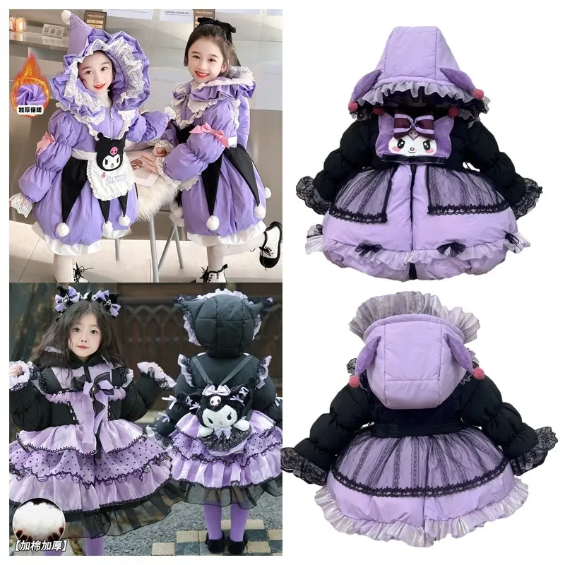 Anime Sanrioed Kuromi Lolita Down Jacket Kawaii Girl's Thickened Warm Long Hooded Coat Kawaii Winter Party Dress Kids Clothing
Anime Sanrioed Kuromi Lolita Down Jacket Kawaii Girl's Thickened Warm Long Hooded Coat Kawaii Winter Party Dress Kids Clothing