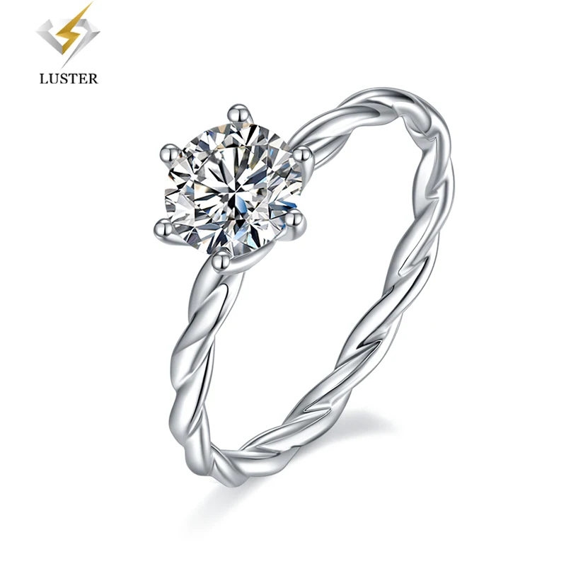 

Блестящее кольцо с муассанитом, искусственное серебро, 18K, покрытое белым золотом, кольцо с бриллиантами, прошедшее испытание, ювелирные изделия, подарок для женщин