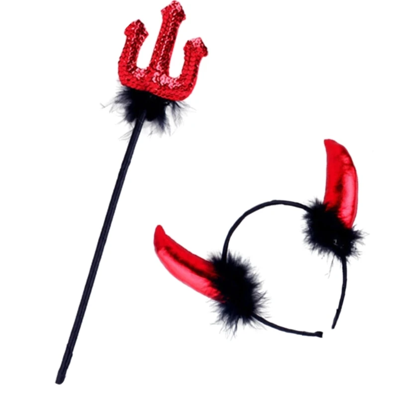 Devil Horn Headband & Devil Fork for Halloween Costume Hairhoop Party Props Headpiece Stage Props Dress Up Accessories
Devil Horn Headband & Devil Fork for Halloween Costume Hairhoop Party Props Headpiece Stage Props Dress Up Accessories
