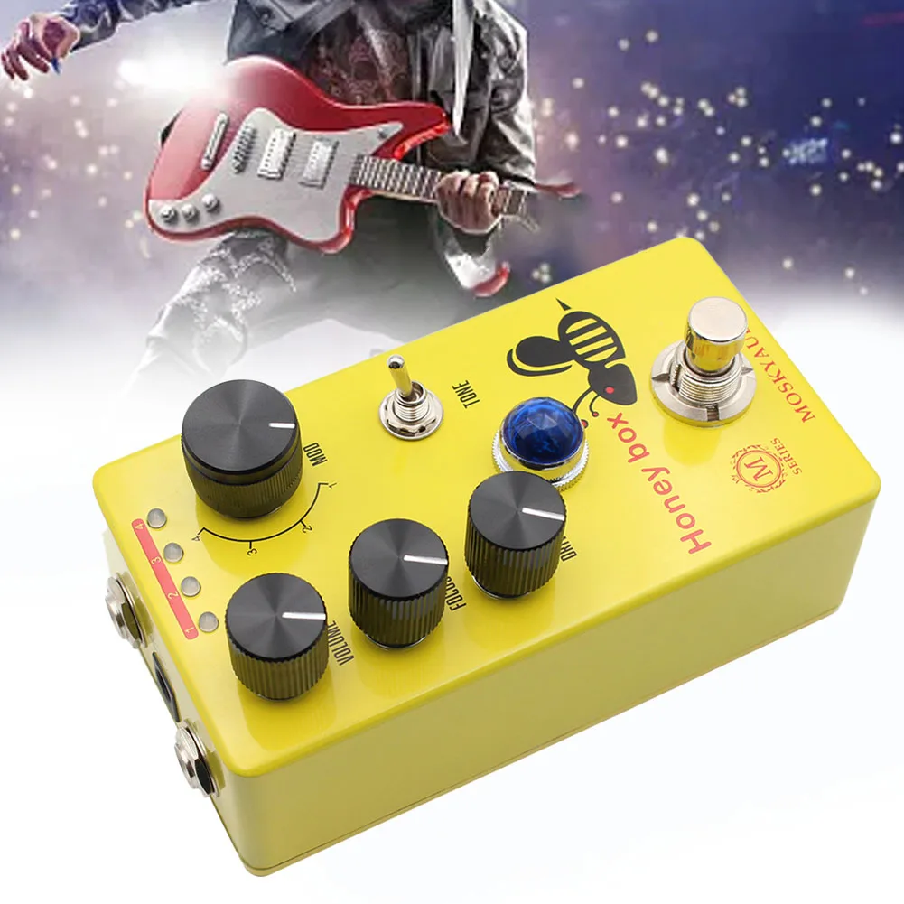 

1pc Guitar Effects Pedal Moskyaudio Honey Box Overdrive 4-Mode Modulation Selection Knob Guitar Effects Pedal Accessories