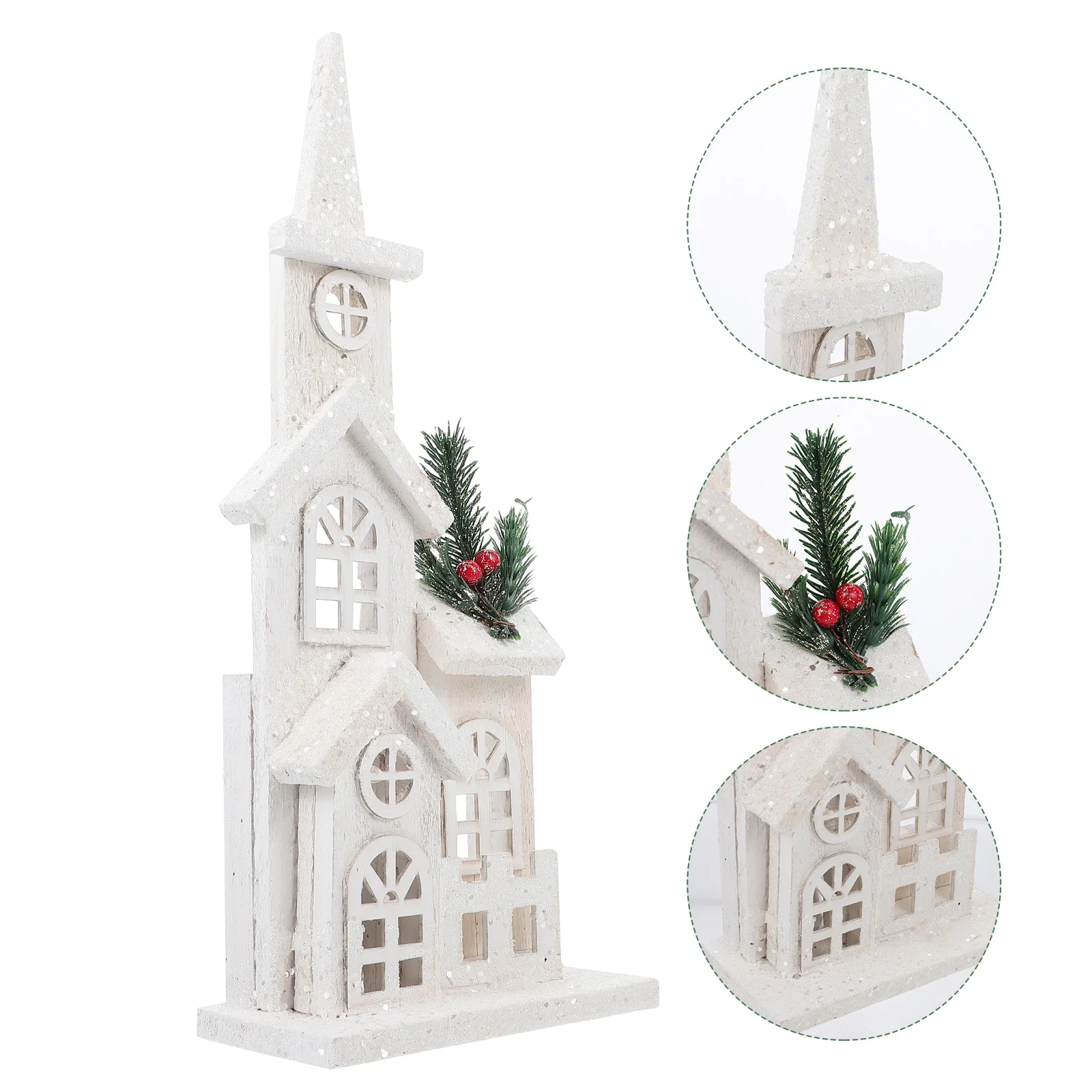 

Christmas House Home Desktop Adorn Delicate Decor Showcase Ornament Wooden Craft Xmas Adornment Prop Decorations