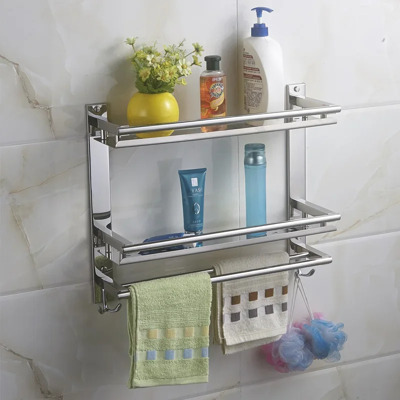 

Vidric DIY полки для ванной комнаты 304 нержавеющая сталь двухслойная стиральная машина двойная вешалка для полотенец косметическая стойка аксессуары для ванной комнаты