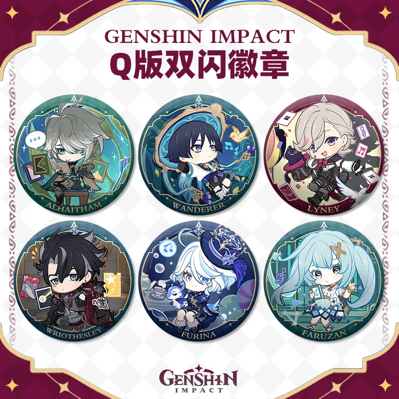 

Anime Genshin Impact Lyney Wriothesley Letter From The Sky Series Cosplay Collection Badge Pins Cartoon Brooch Gift