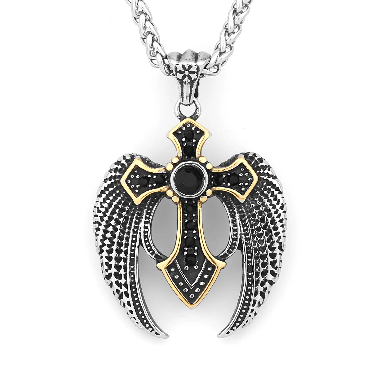 Pendant European and American Personalized Popular Men's Angel Cross Stainless Steel Pendant Necklace
Pendant European and American Personalized Popular Men's Angel Cross Stainless Steel Pendant Necklace