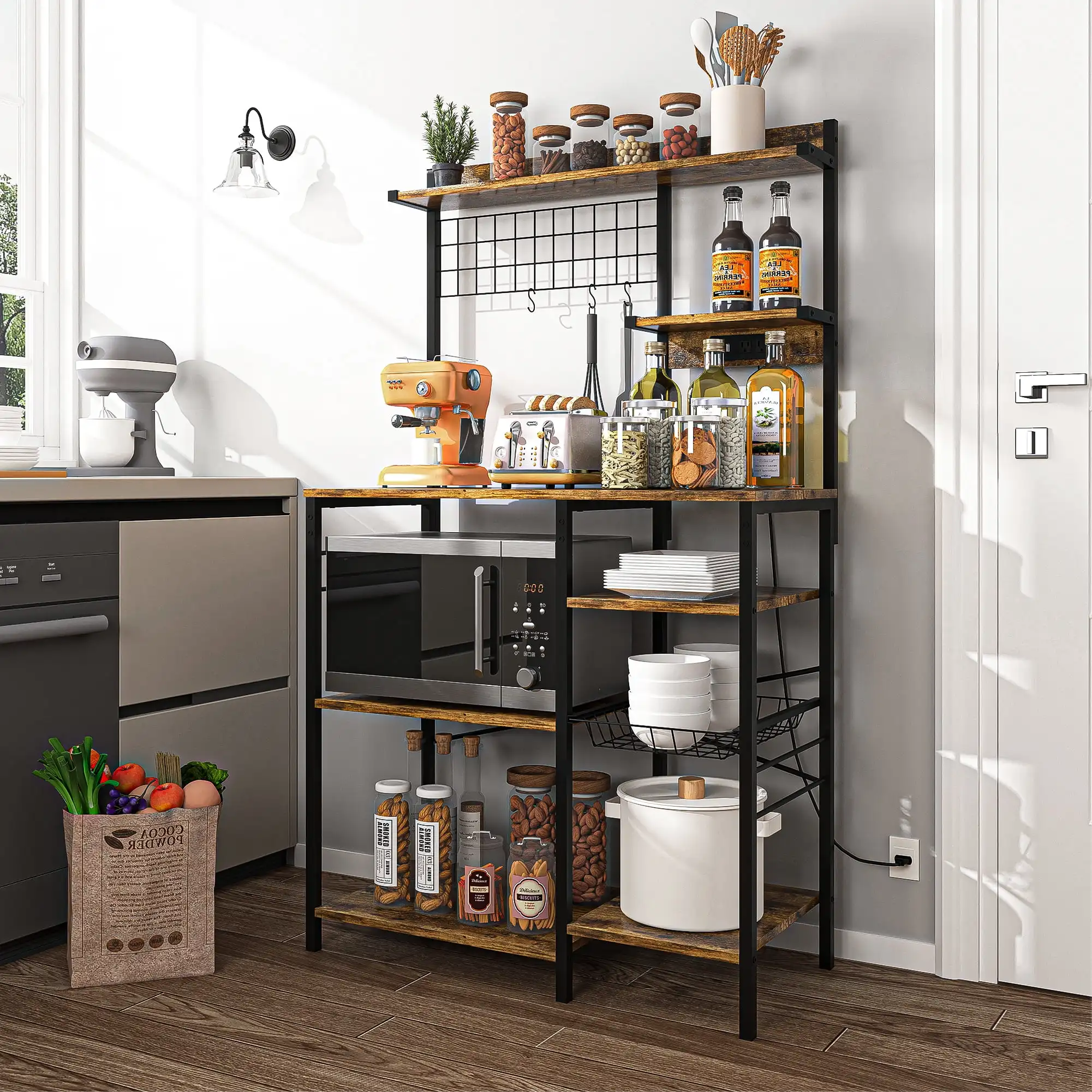 Hommoo Multipurpose Kitchen Storage Rack, Kitchen Baker’s Rack with Power Outlet, Storage Microwave Stand Coffee Bar Station
Hommoo Multipurpose Kitchen Storage Rack, Kitchen Baker’s Rack with Power Outlet, Storage Microwave Stand Coffee Bar Station
