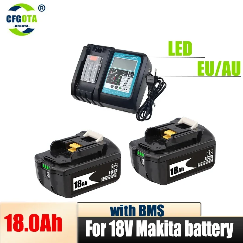With 18v Charger BL1860 Rechargeable Battery 18V 18000mAh Lithium Ion for Makita 18v Battery BL1840 BL1850 BL1830 BL1860B
With 18v Charger BL1860 Rechargeable Battery 18V 18000mAh Lithium Ion for Makita 18v Battery BL1840 BL1850 BL1830 BL1860B
