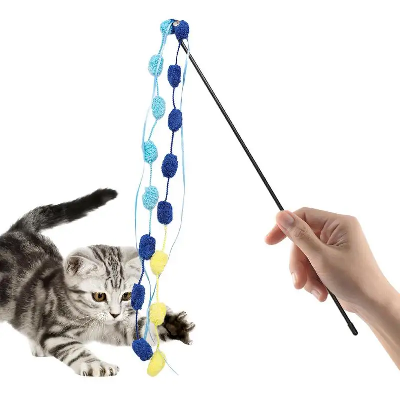 

Funny Cat Teaser Kitten Replacement Feather Toy Colorful Wire Chaser Wand Cats Fishing Pole Toy Indoor Kitten Exercise Stick